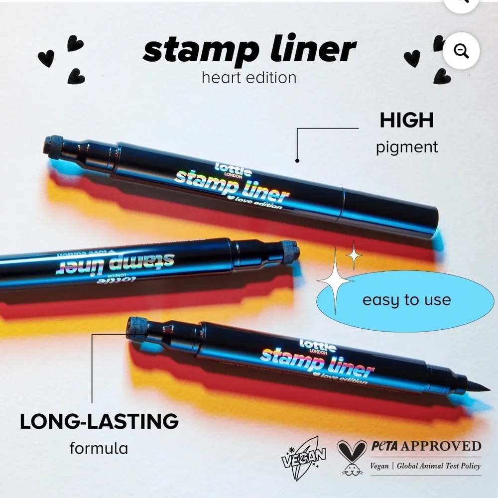 Lottie London Festival Ready Butterfly Heart Stamp Liners & Face Gem Set, 3 pcs